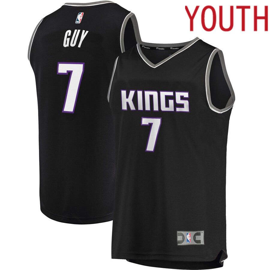 Youth Sacramento Kings 7 Kyle Guy Fanatics Branded Black Fast Break Replica NBA Jersey
